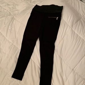 Zara black stretch with reinforced knees and front zipper, never worn, size S